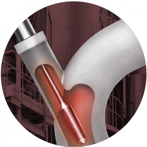 High temperature viscometer installed in pipe elbow