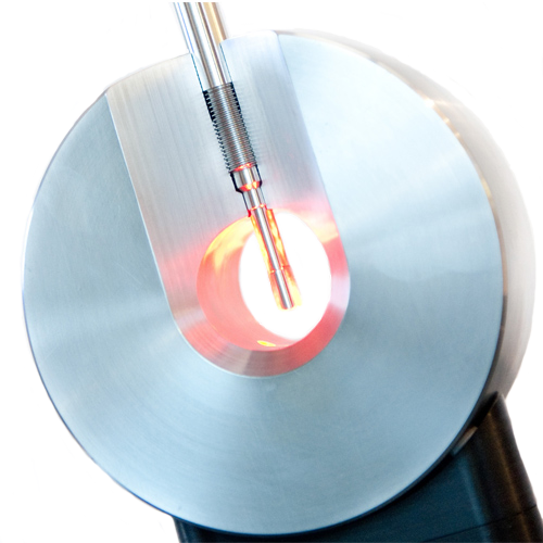 cross section of extruder barrel showing viscometer installaed in 1/2 UNF thread